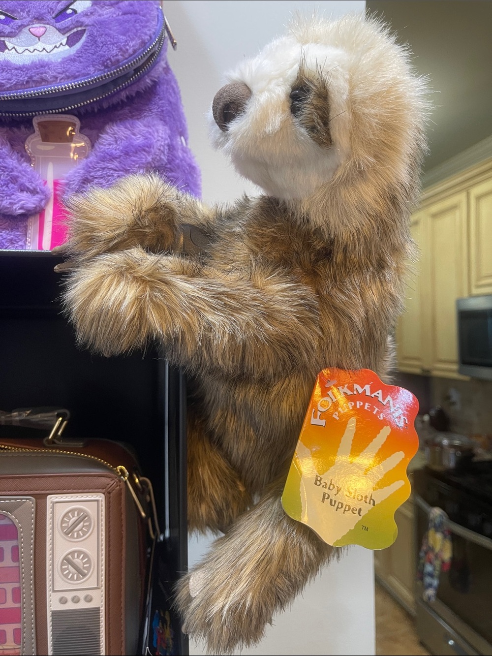 Folkmanis Plush Brown Baby Sloth Hand Puppet